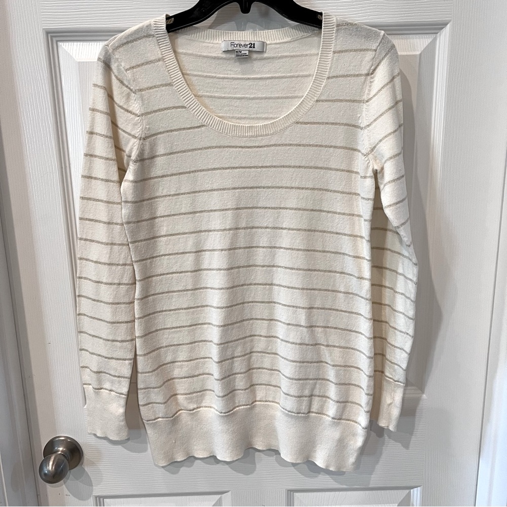 Forever 21 scoopneck sweater with gold strip detail